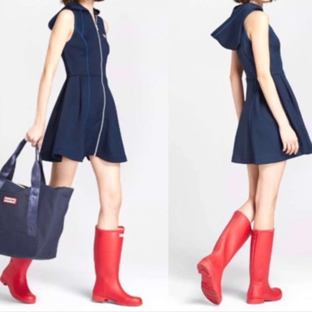 Hunter hooded scuba sleeveless dress
